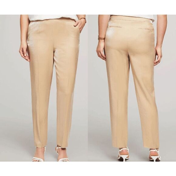Anne Klein Pants - Anne Klein Women's Light Coffee Shimmer Twill Side Zip Pants 14